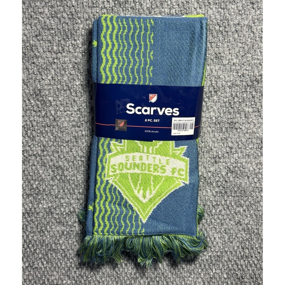 Seattle Sounders FC MLS Scarves 2 Piece Set‎ Multicolor Blue/Green Brand New